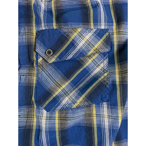 5.11 Tactical Men's XXL Long Sleeve Blue Yellow Plaid Button Snap Hidden Pocket - Picture 4 of 9